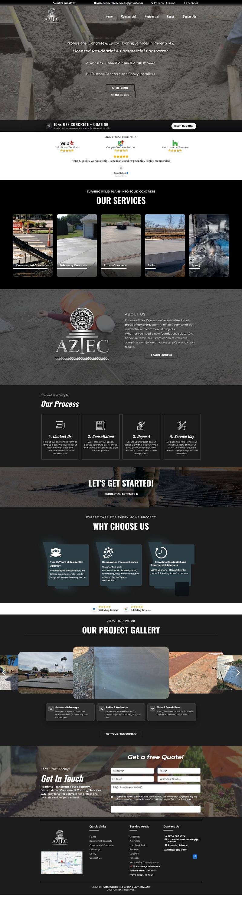 Aztec Concrete & Coating website