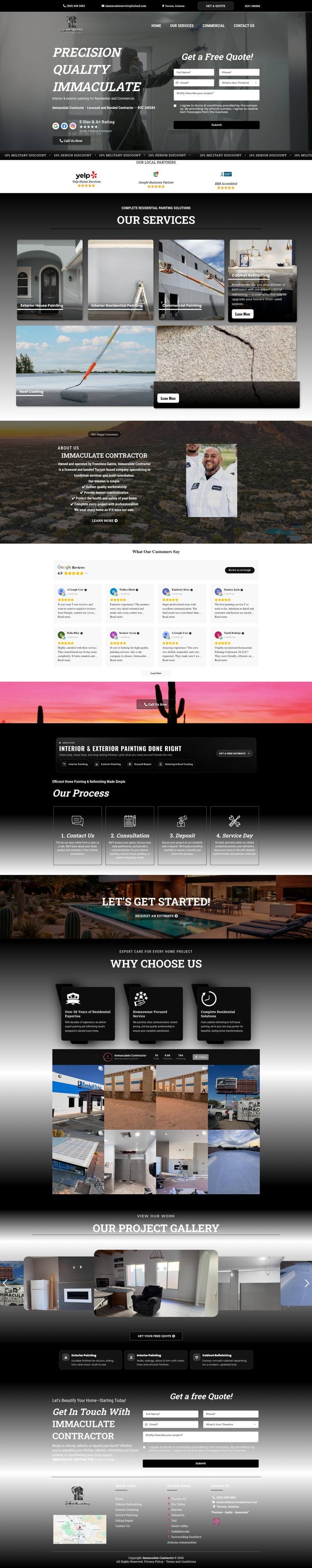 Immaculate Contractor website