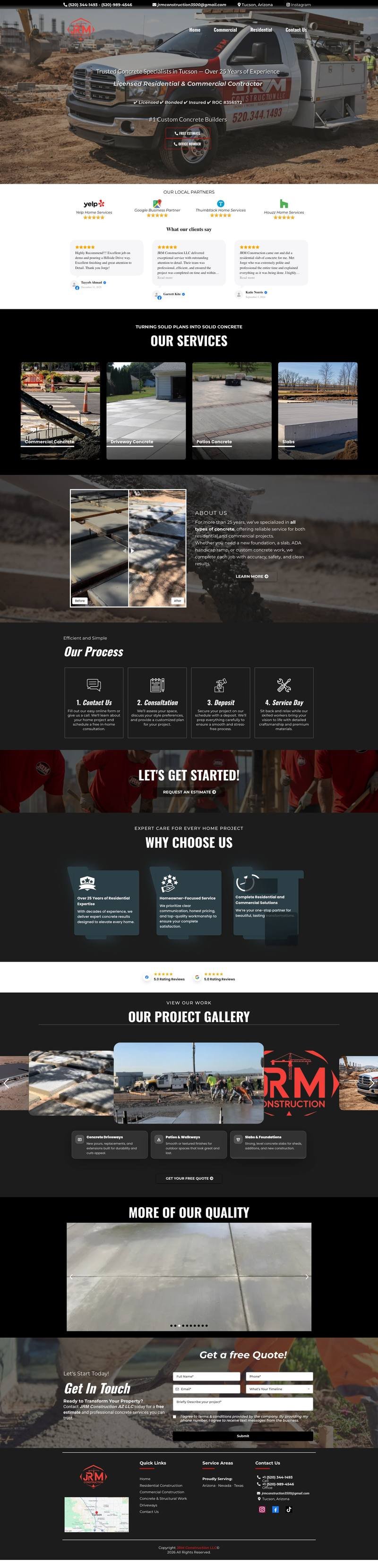 JRM Construction AZ website