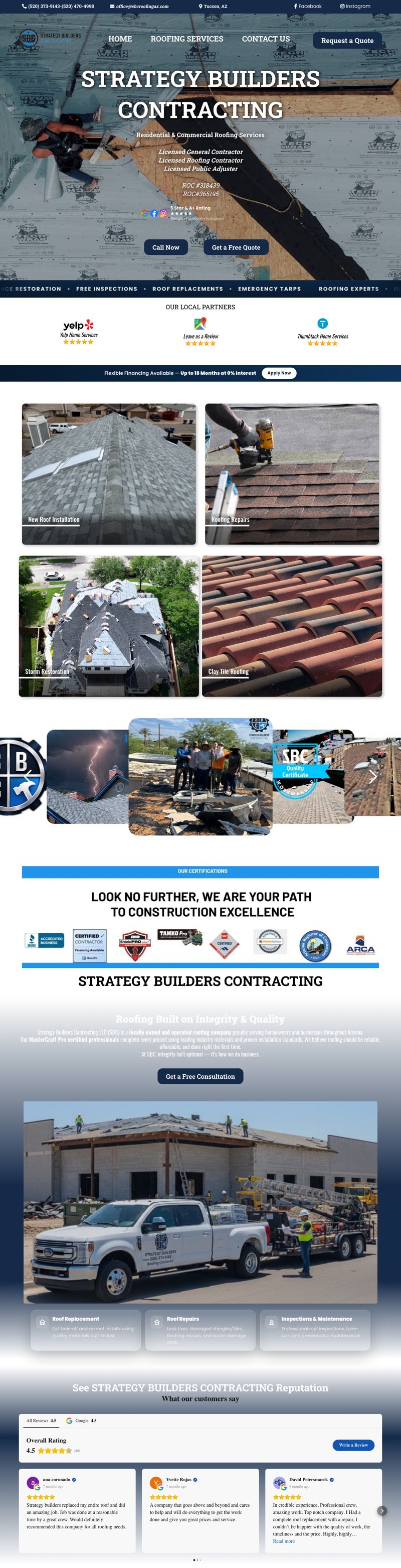 SBC Roofing website